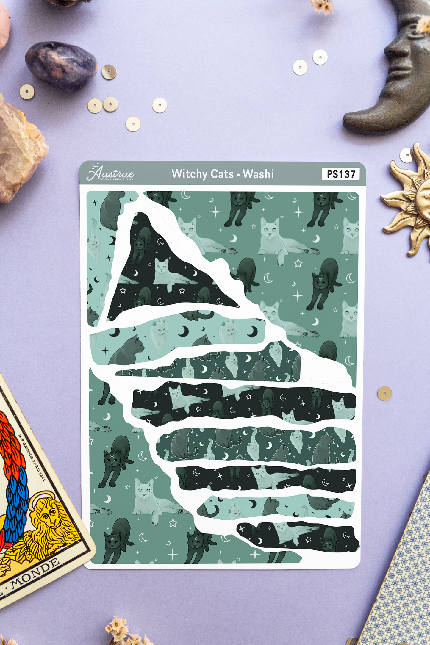 Witchy Cats Washi Sticker Sheet