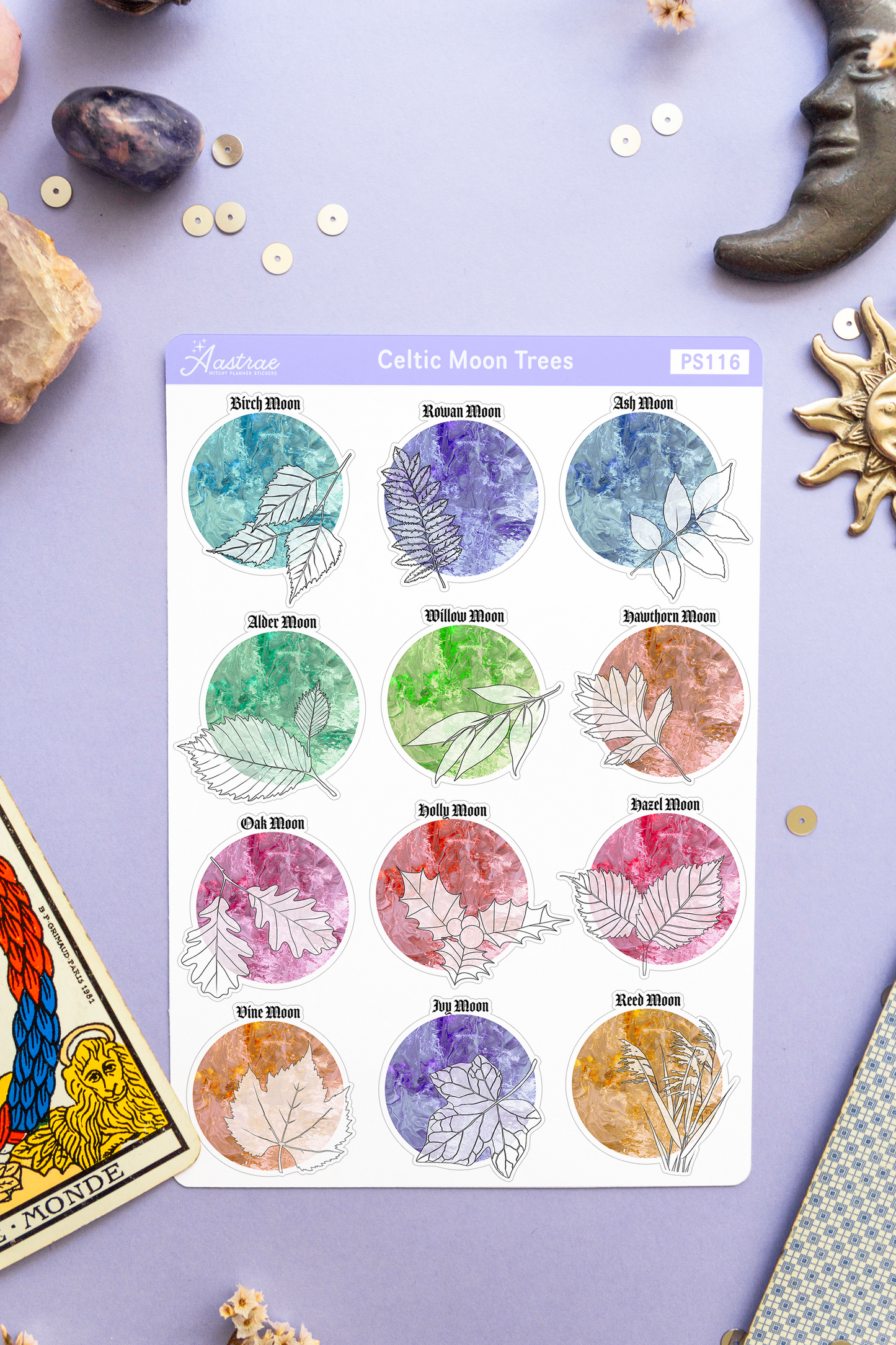 Celtic Moon Trees Planner Stickers