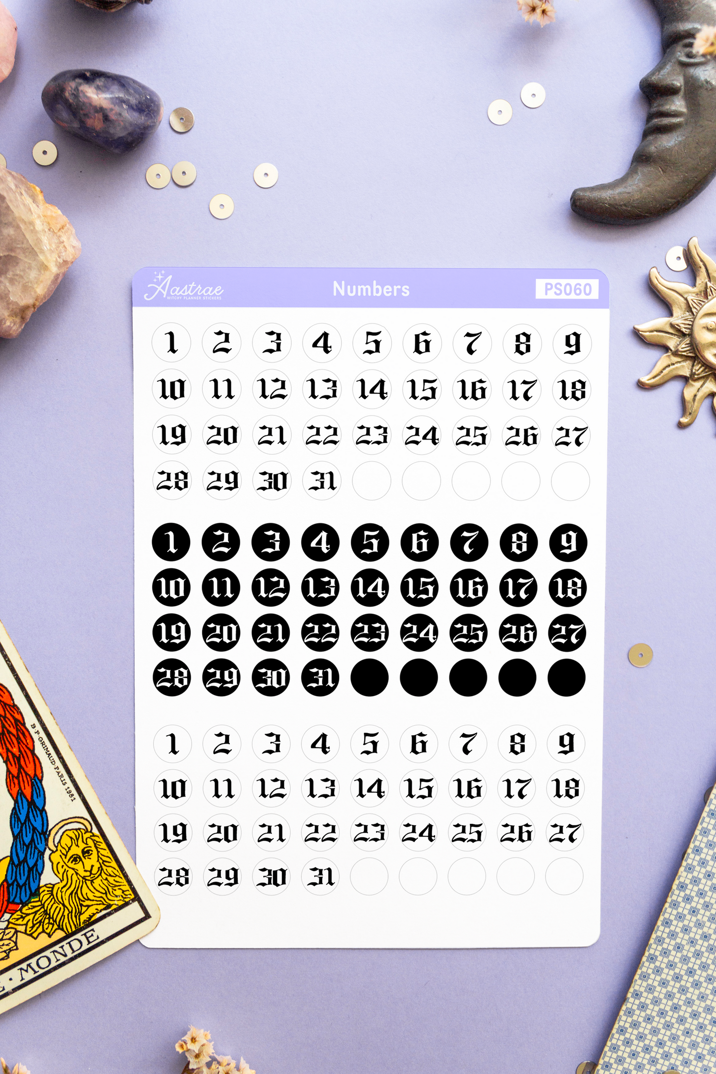 Gothic Font Date Cover Dots Stickers