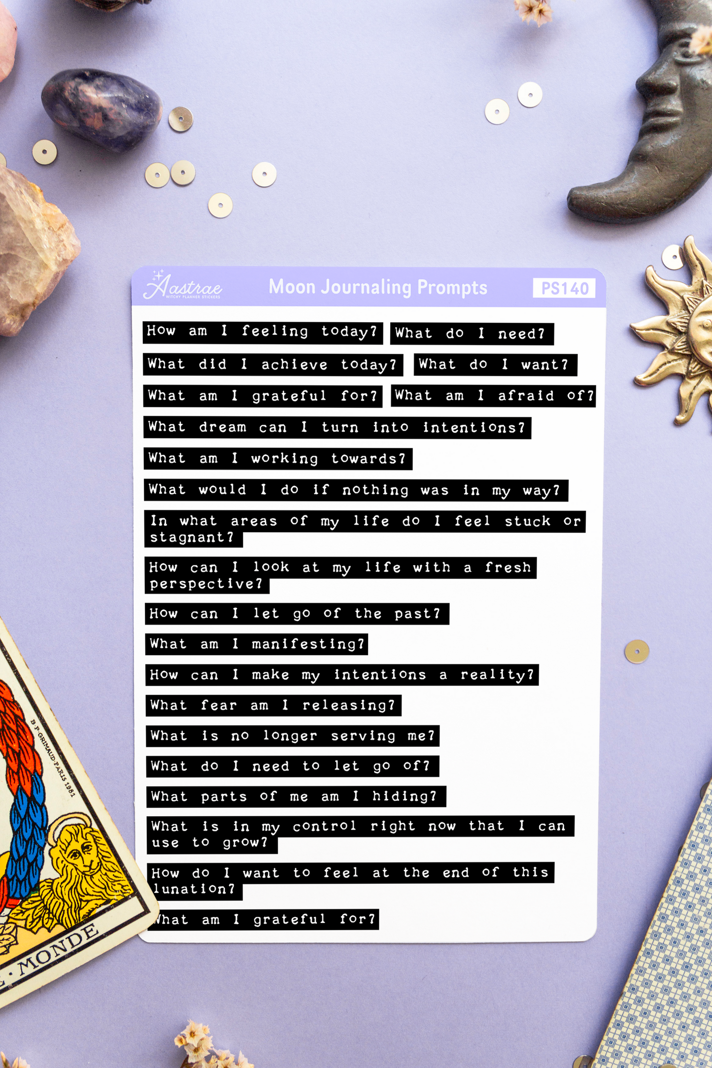 Moon Journaling Prompts Stickers