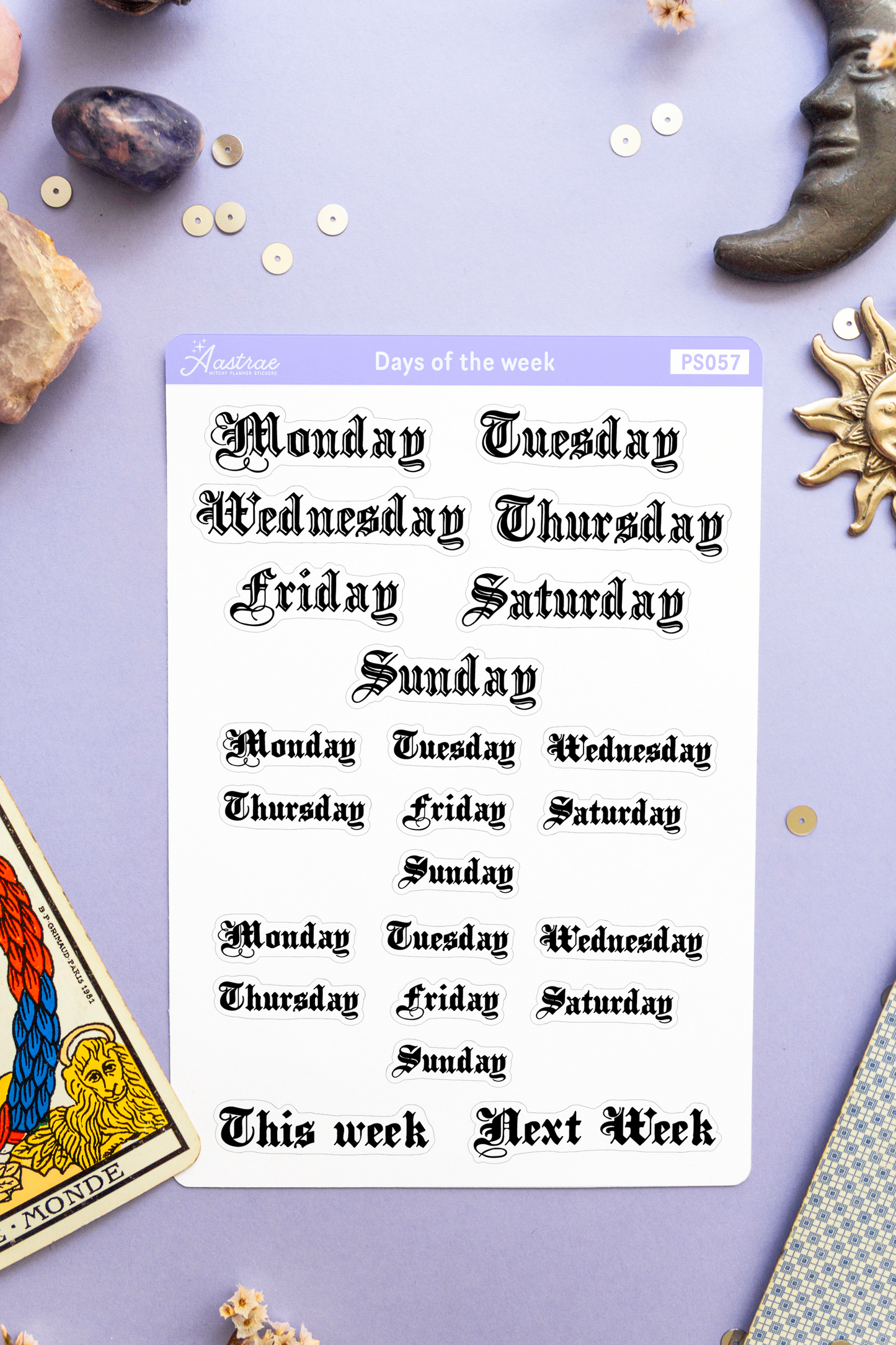 Day of the Week Planner Stickers