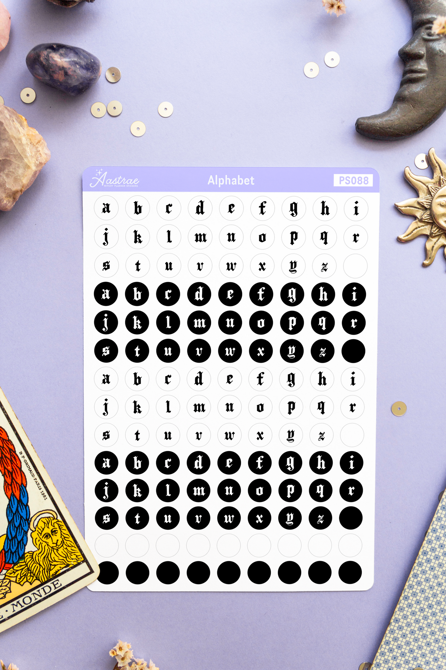 Gothic Letters Dot Stickers