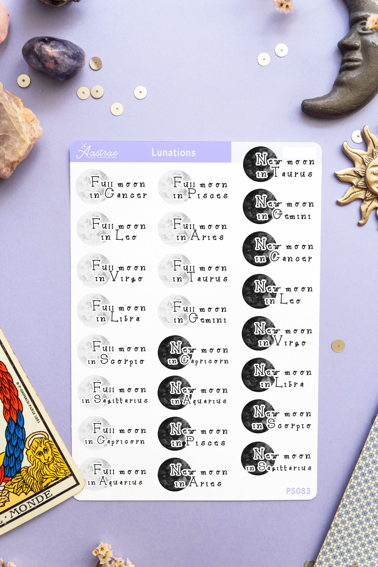 Astrology New Moon and Full Moon Stickers