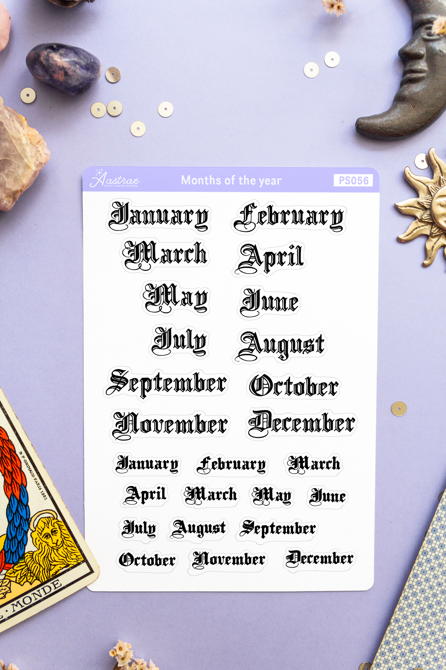 Monthly View Month Name Stickers