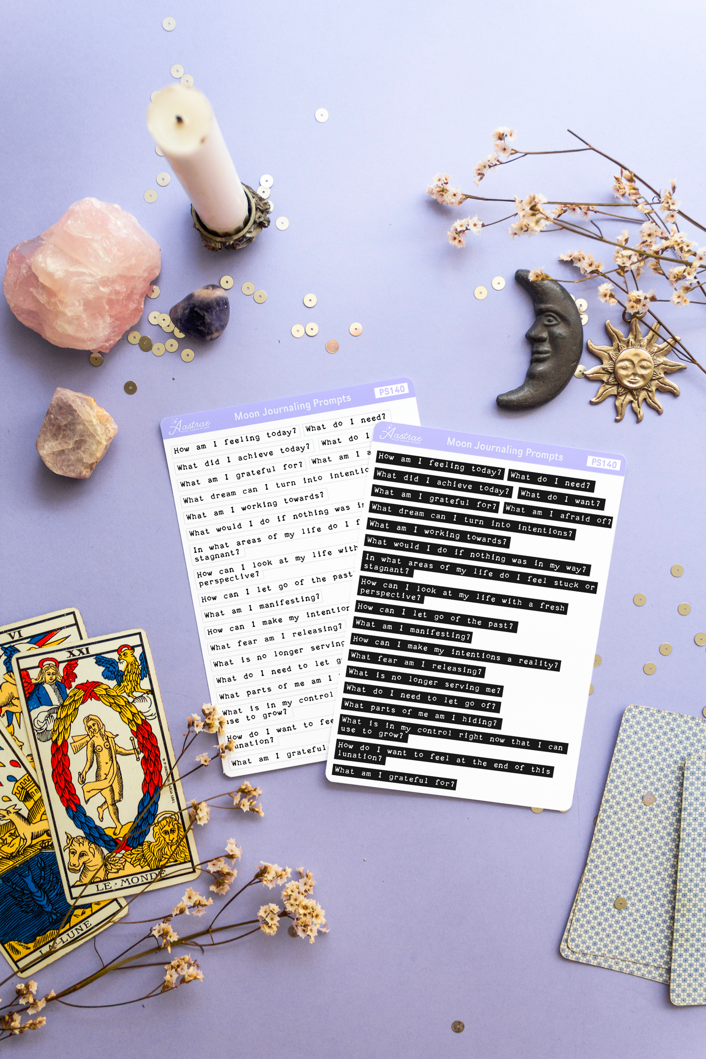 Moon Journaling Prompts Stickers