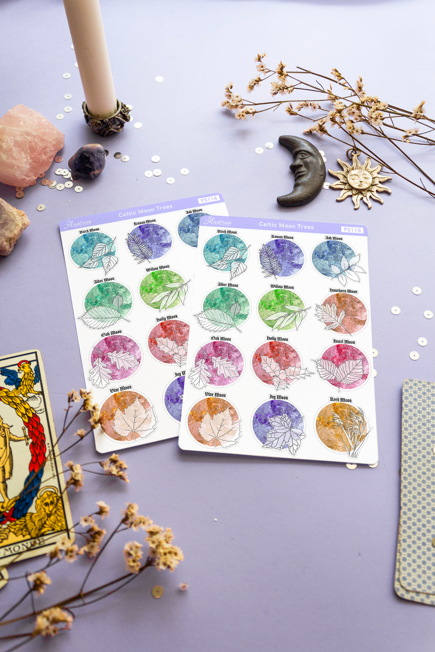 Celtic Moon Trees Planner Stickers