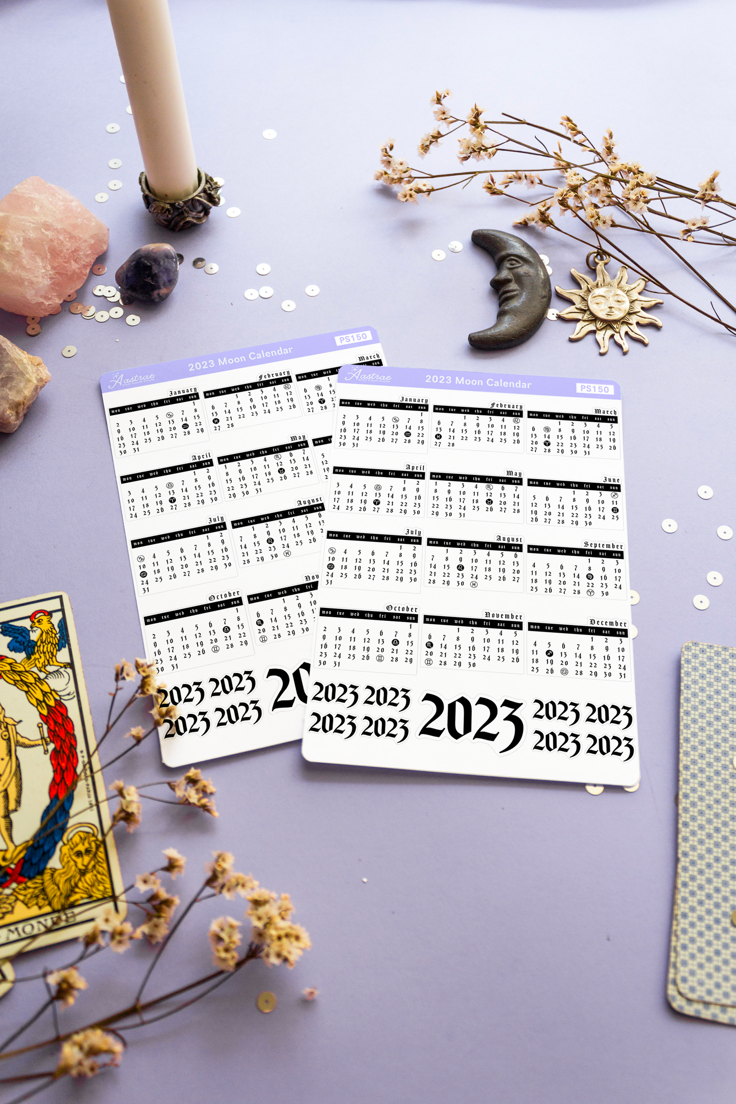 2023 Astrological Moon Calendar Stickers for Planner