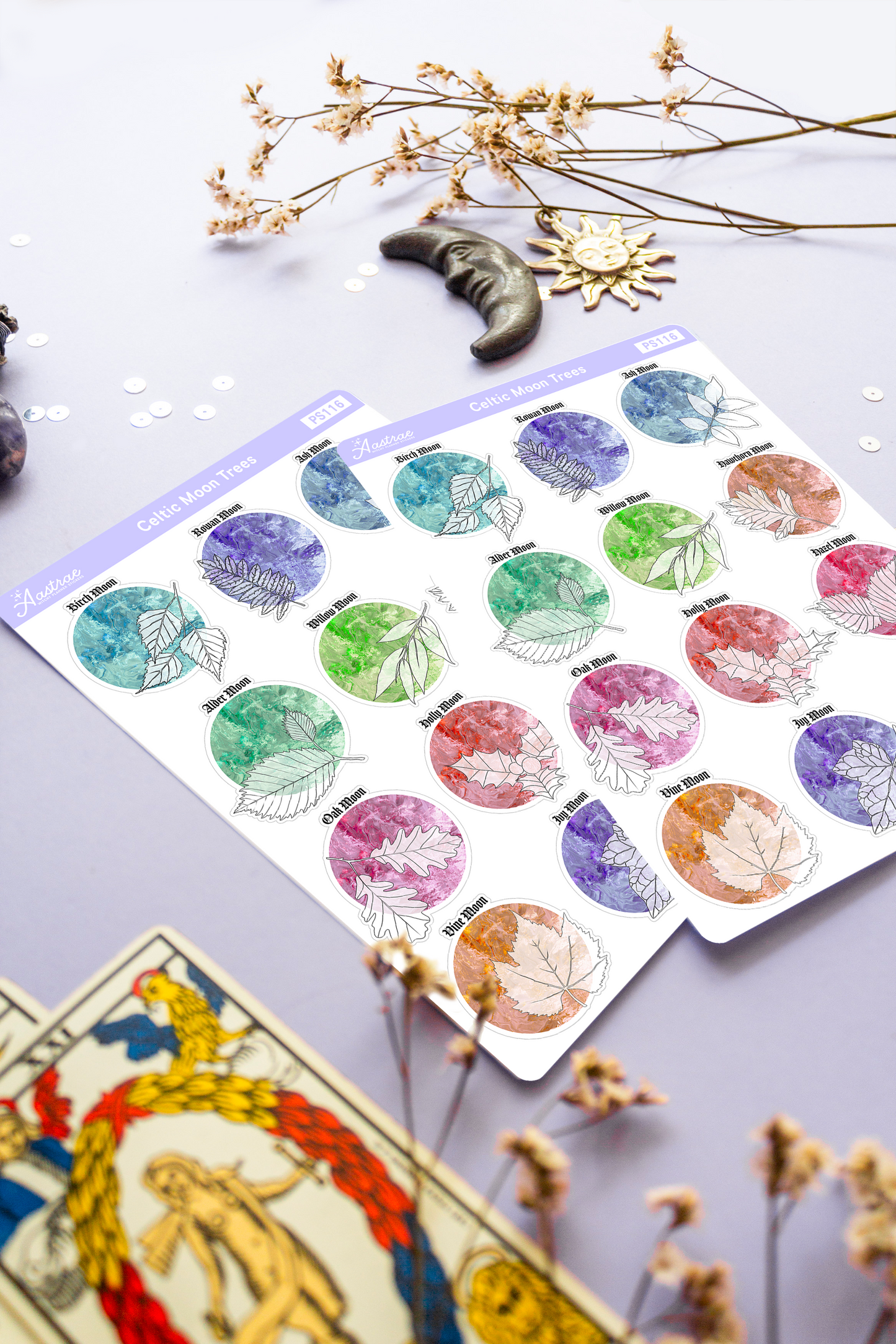 Celtic Moon Trees Planner Stickers