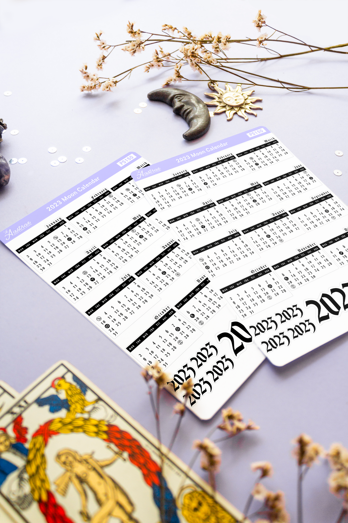 2023 Astrological Moon Calendar Stickers for Planner