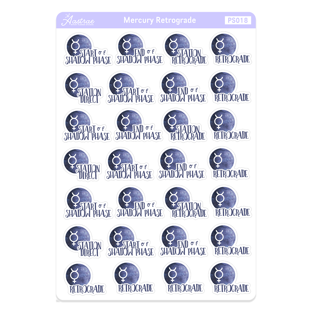 Mercury Retrograde Stickers for Planner