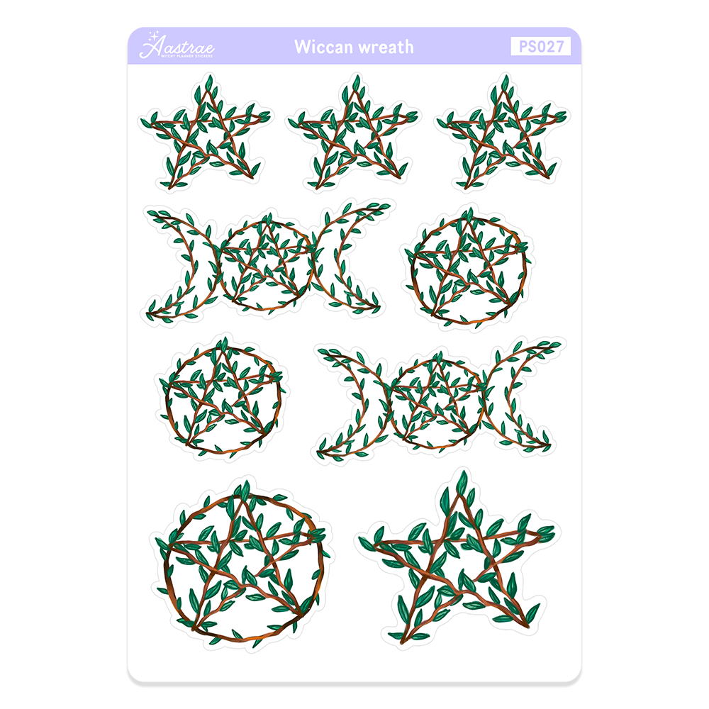 Pagan Pentagram Wreath Stickers