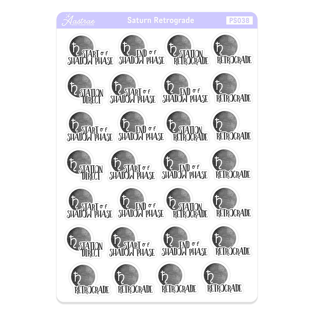 Saturn Retrograde Stickers for Planner