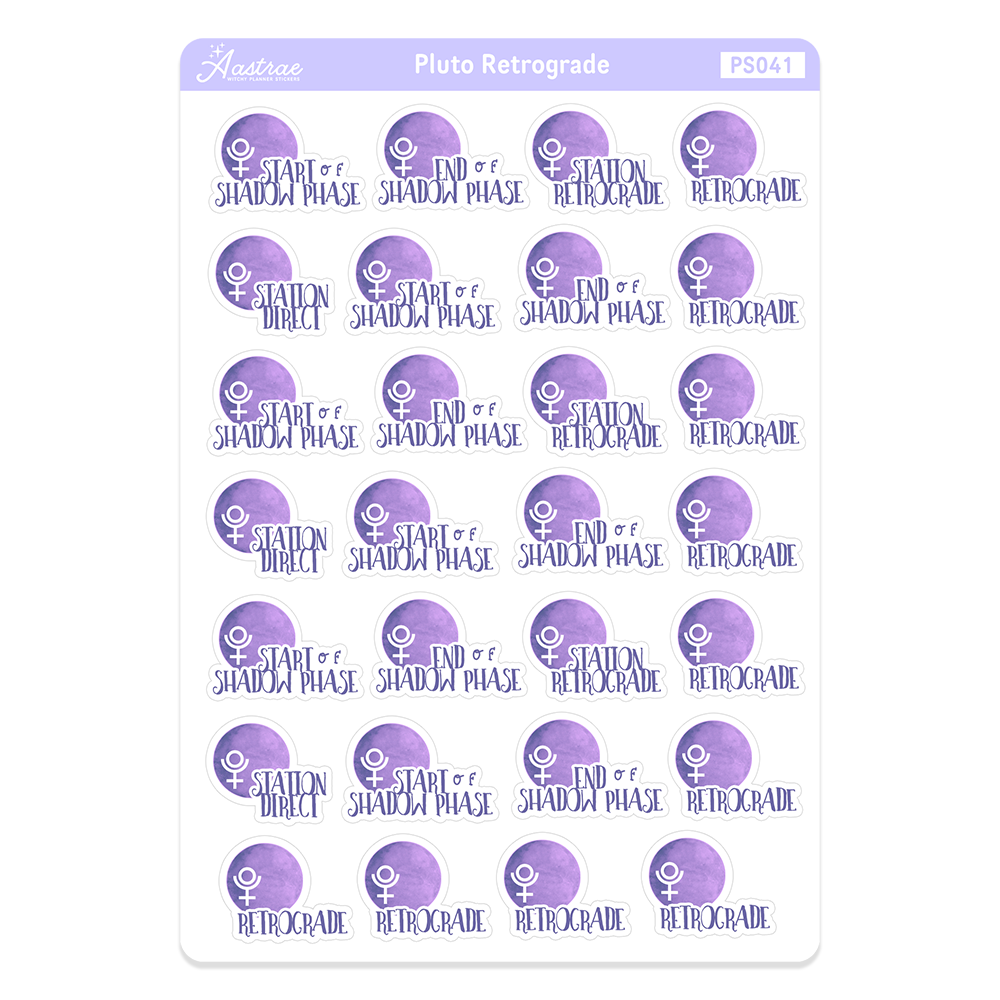 Pluto Retrograde Stickers for Planner