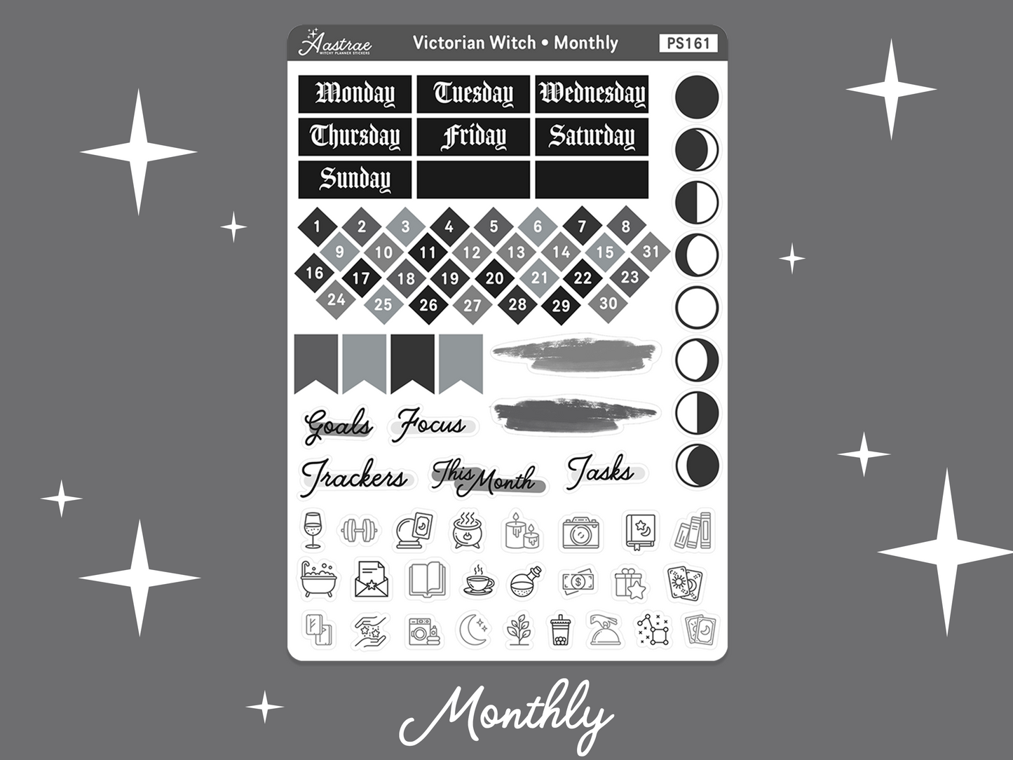 Victorian Witch Journaling Sticker Kit