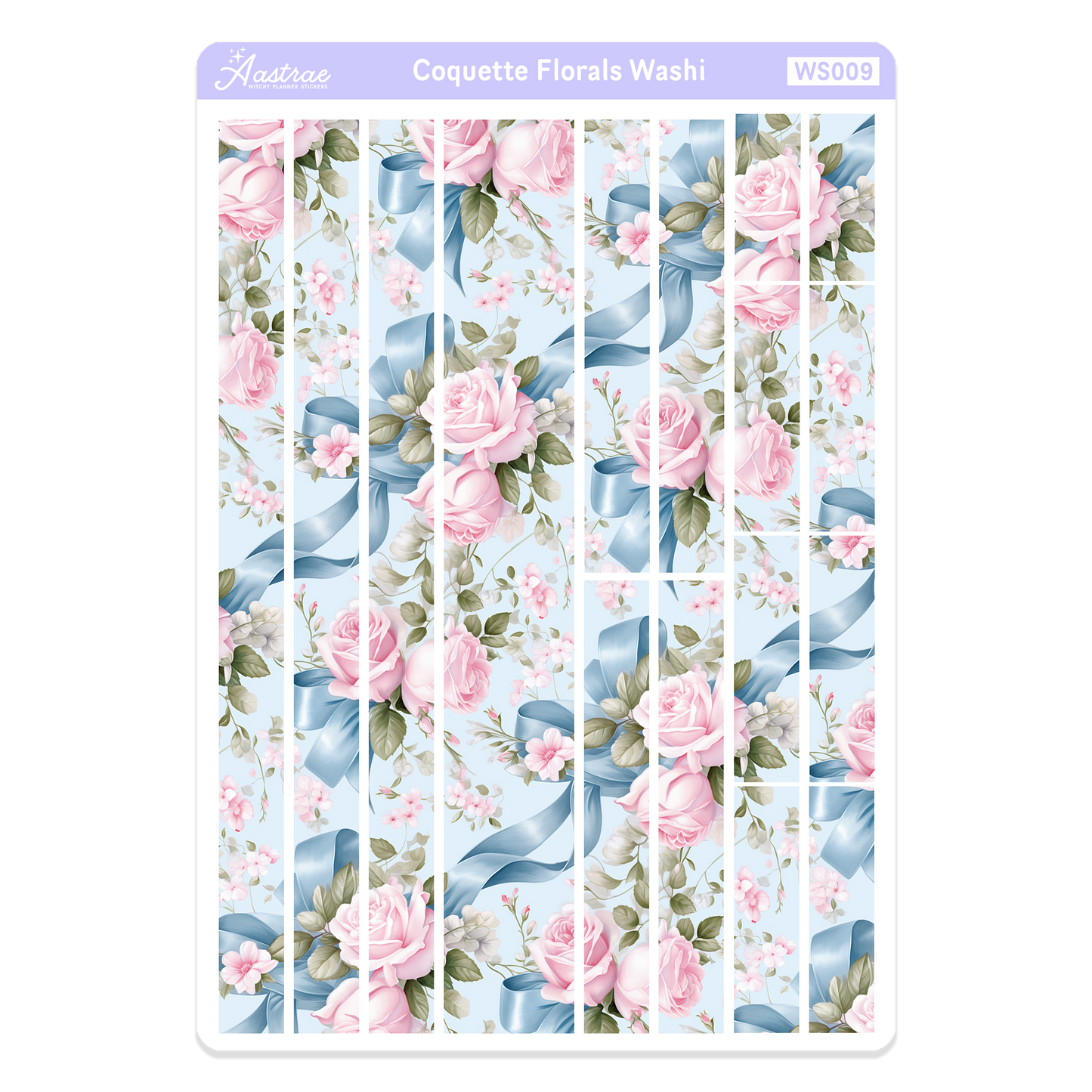 Coquette Roses Washi Tape Sticker Sheet