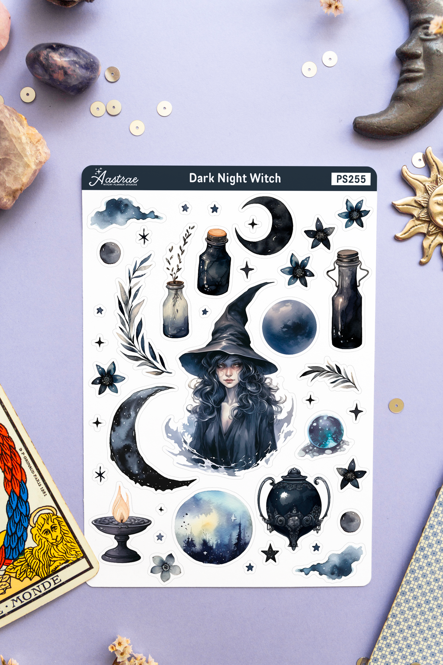 Dark Night Witch Planner Stickers