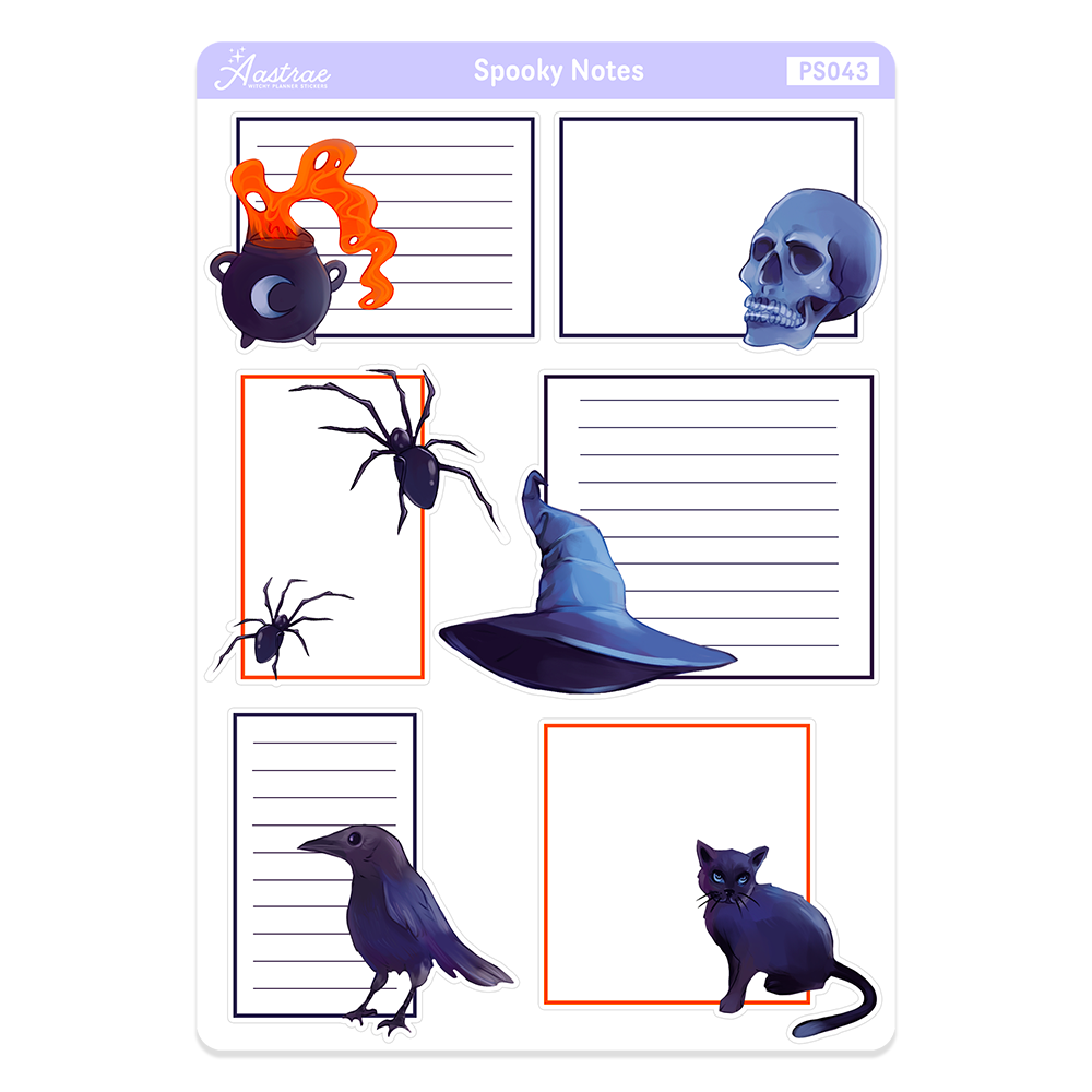 Spooky Halloween Notes Box Planner Stickers