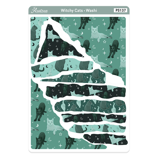 Witchy Cats Washi Sticker Sheet