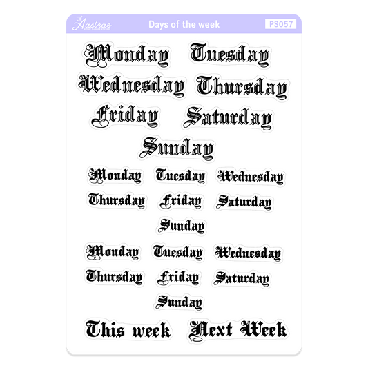 Day of the Week Planner Stickers