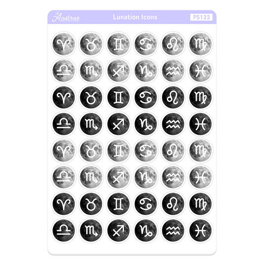 Astrology Moon Stickers with Full Moon and New Moon