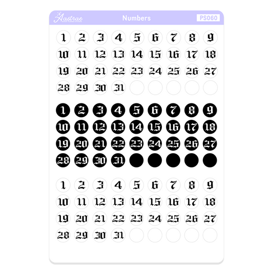 Gothic Font Date Cover Dots Stickers