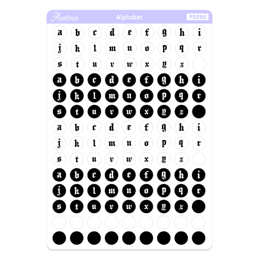 Gothic Letters Dot Stickers