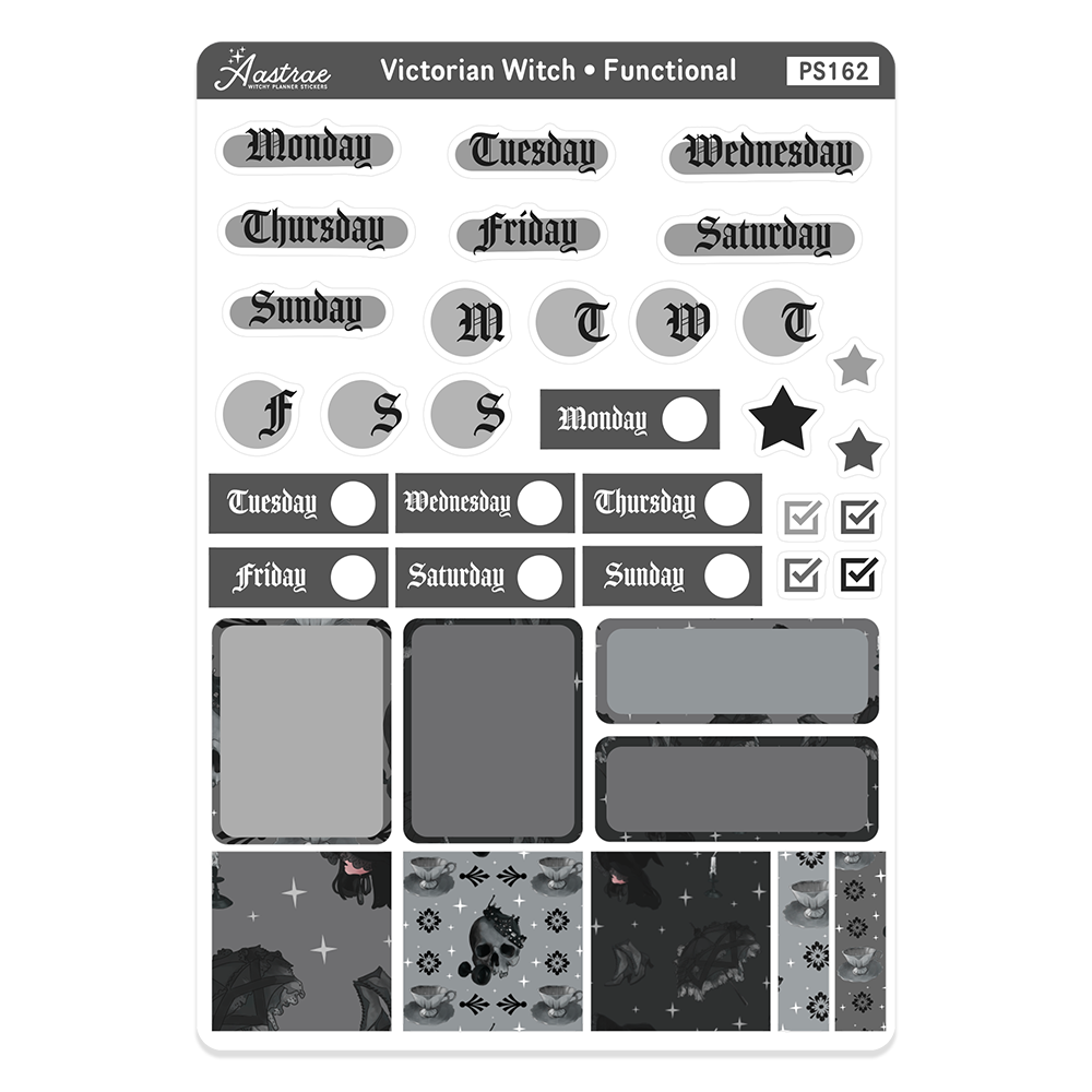 Victorian Witch Functional Stickers for Journaling
