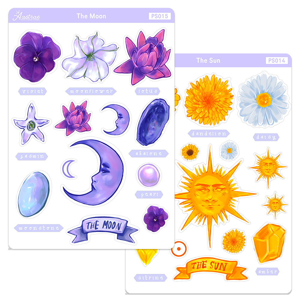 BUNDLE • Sun & Moon Correspondences Stickers (2 Sheets)