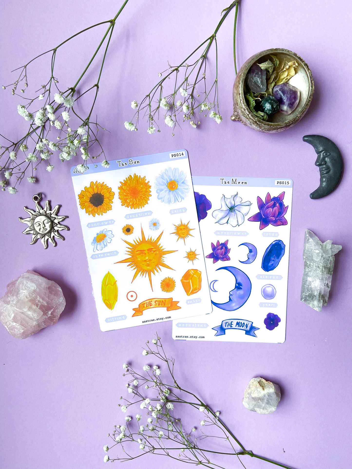 BUNDLE • Sun & Moon Correspondences Stickers (2 Sheets)