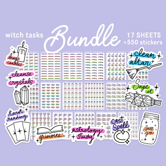 BUNDLE • Witch Tasks Icon Stickers for Planner (17 Sheets)