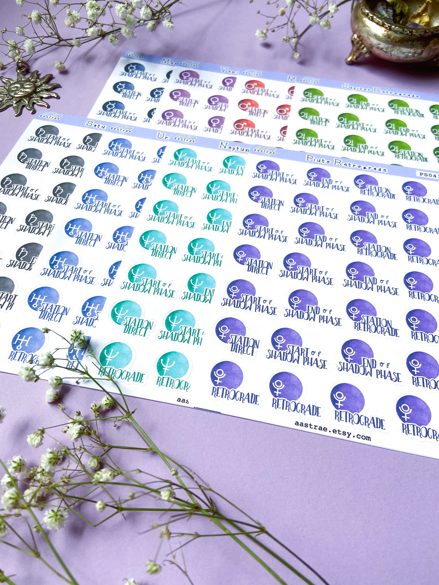 BUNDLE • Astrology Retrograde Stickers (8 sheets)