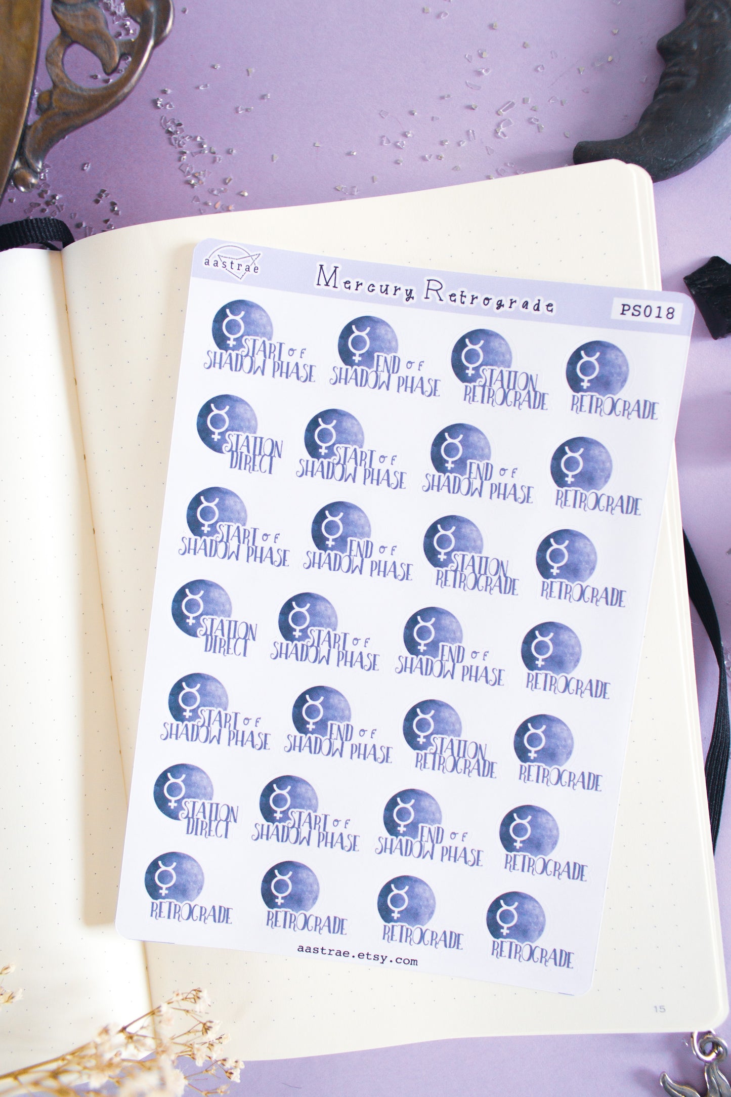 Mercury Retrograde Stickers for Planner