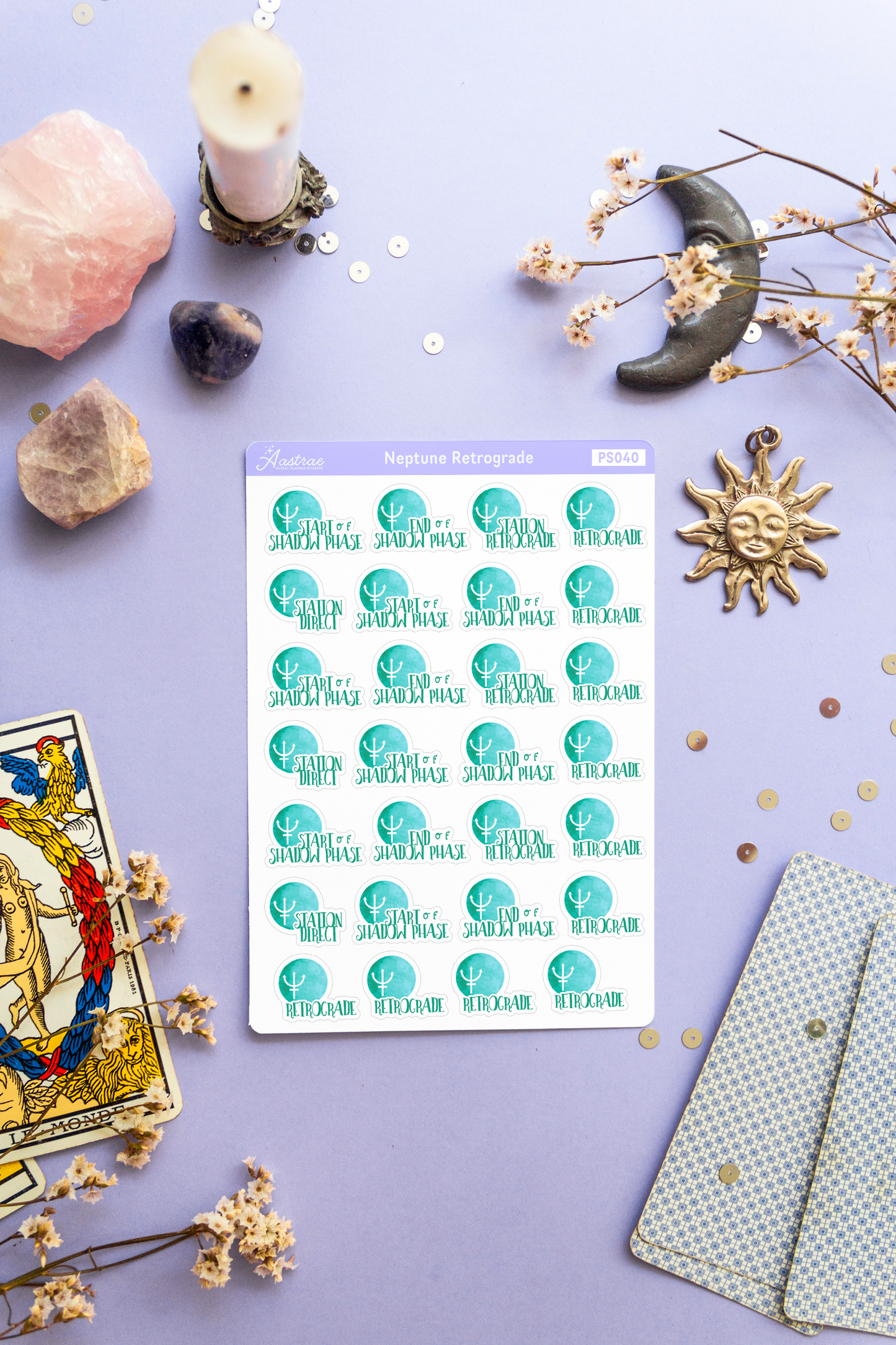 Neptune Retrograde Stickers for Planner