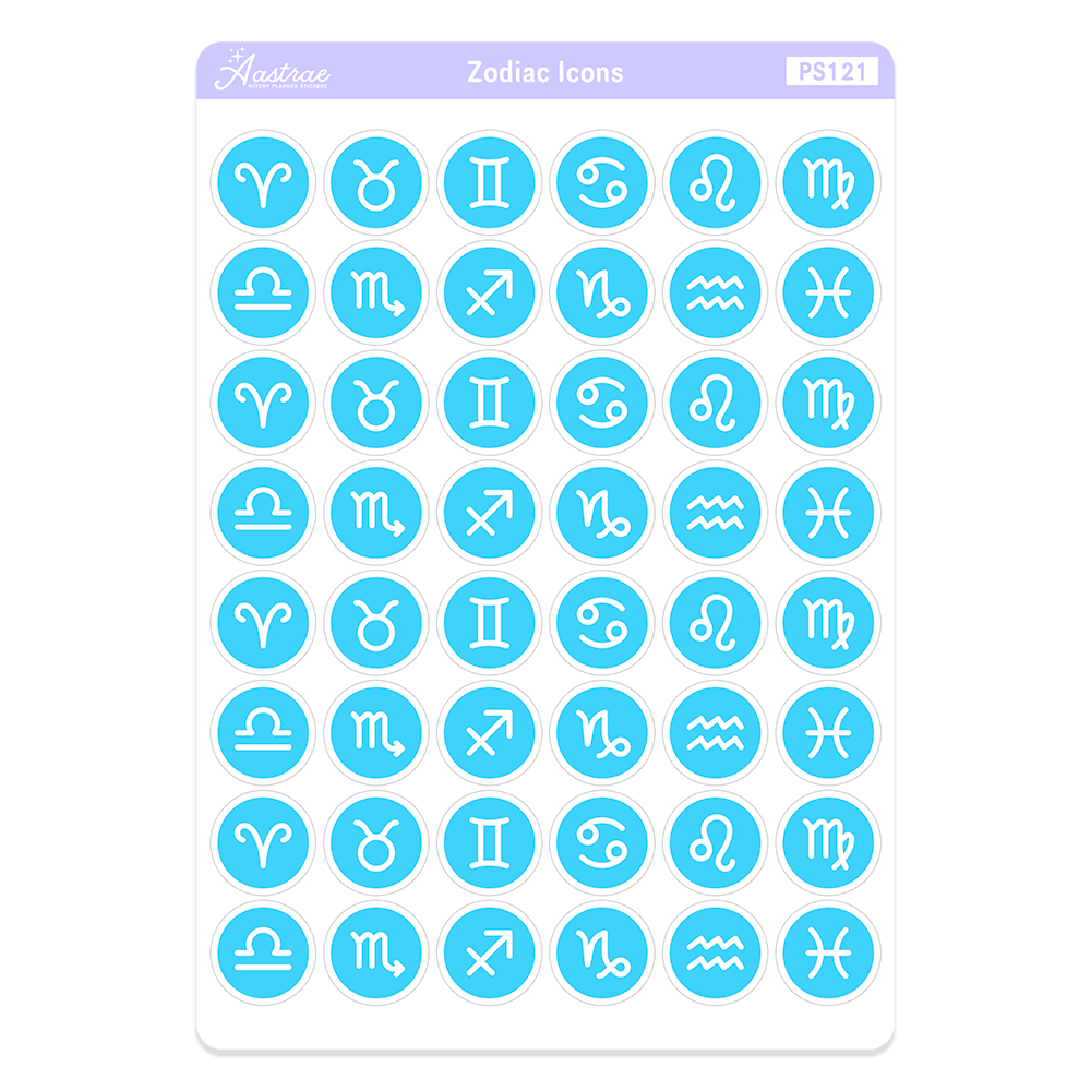 Zodiac Sign Icons Stickers for Planner