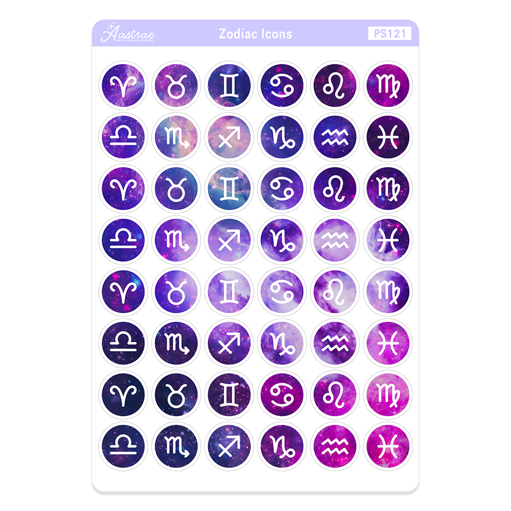 Zodiac Sign Icons Stickers for Planner