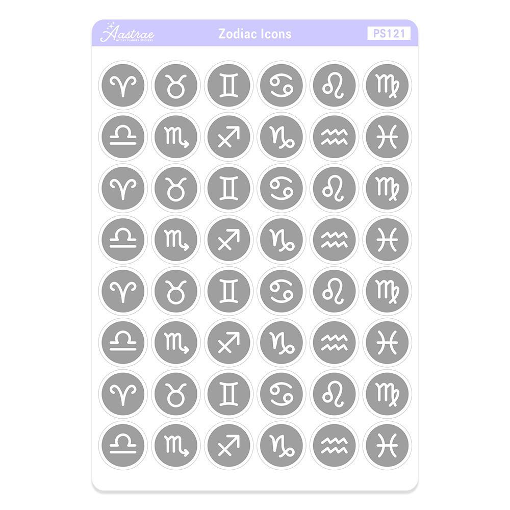 Zodiac Sign Icons Stickers for Planner