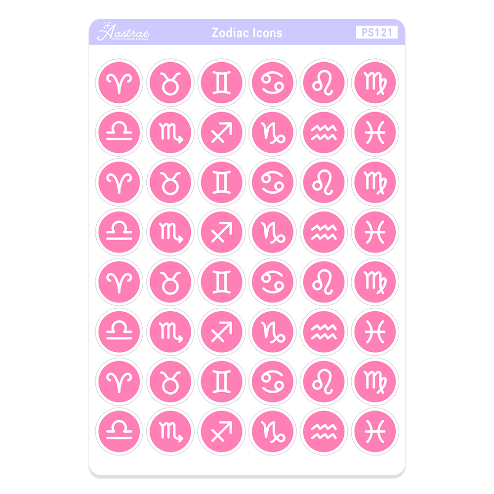 Zodiac Sign Icons Stickers for Planner