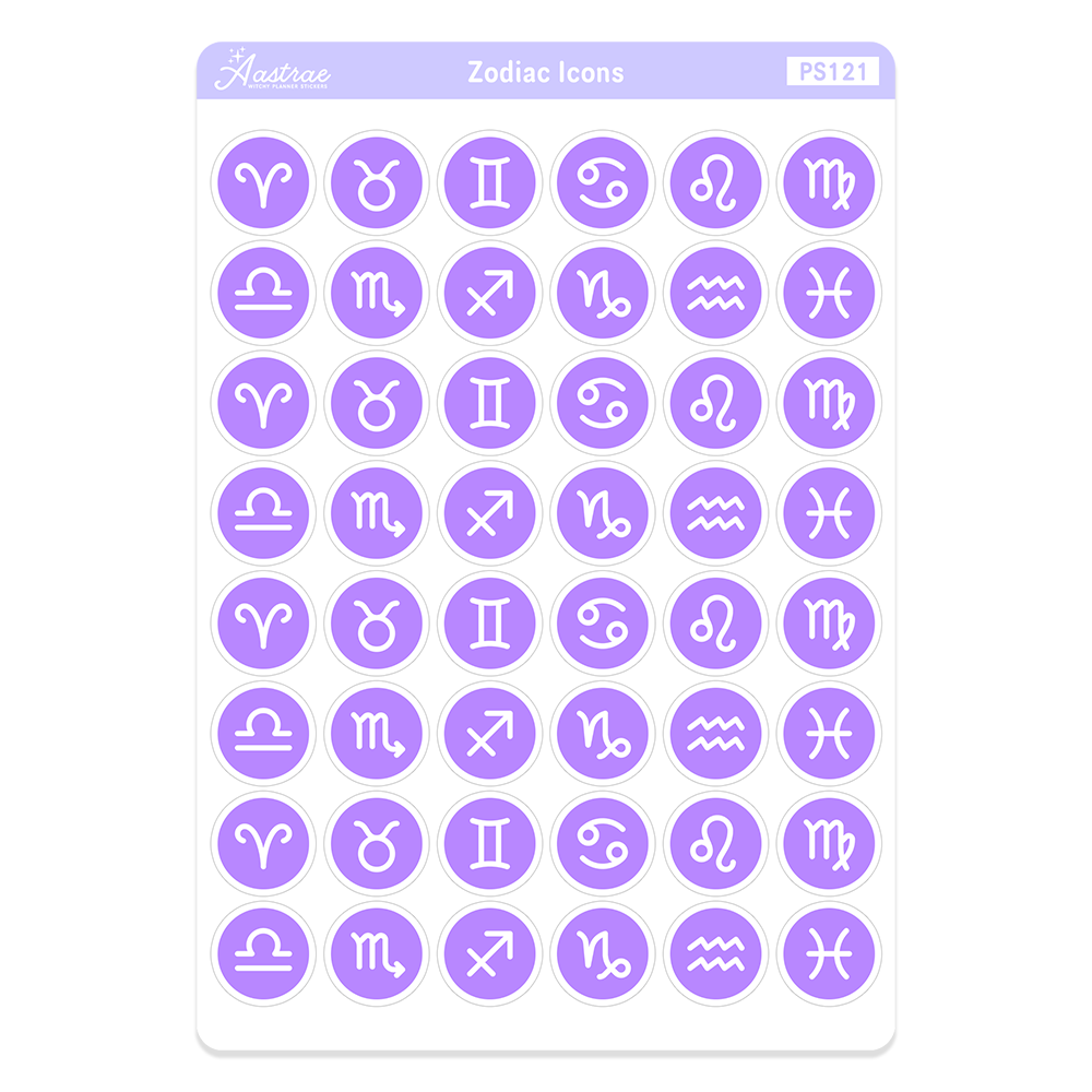 Zodiac Sign Icons Stickers for Planner