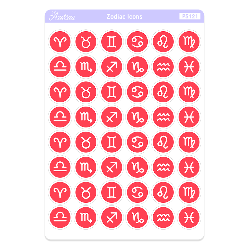 Zodiac Sign Icons Stickers for Planner