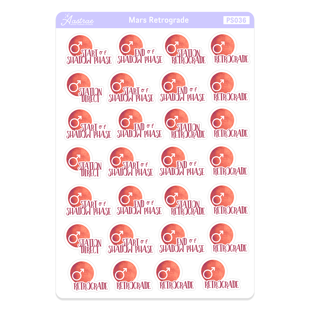 Mars Retrograde Stickers for Planner